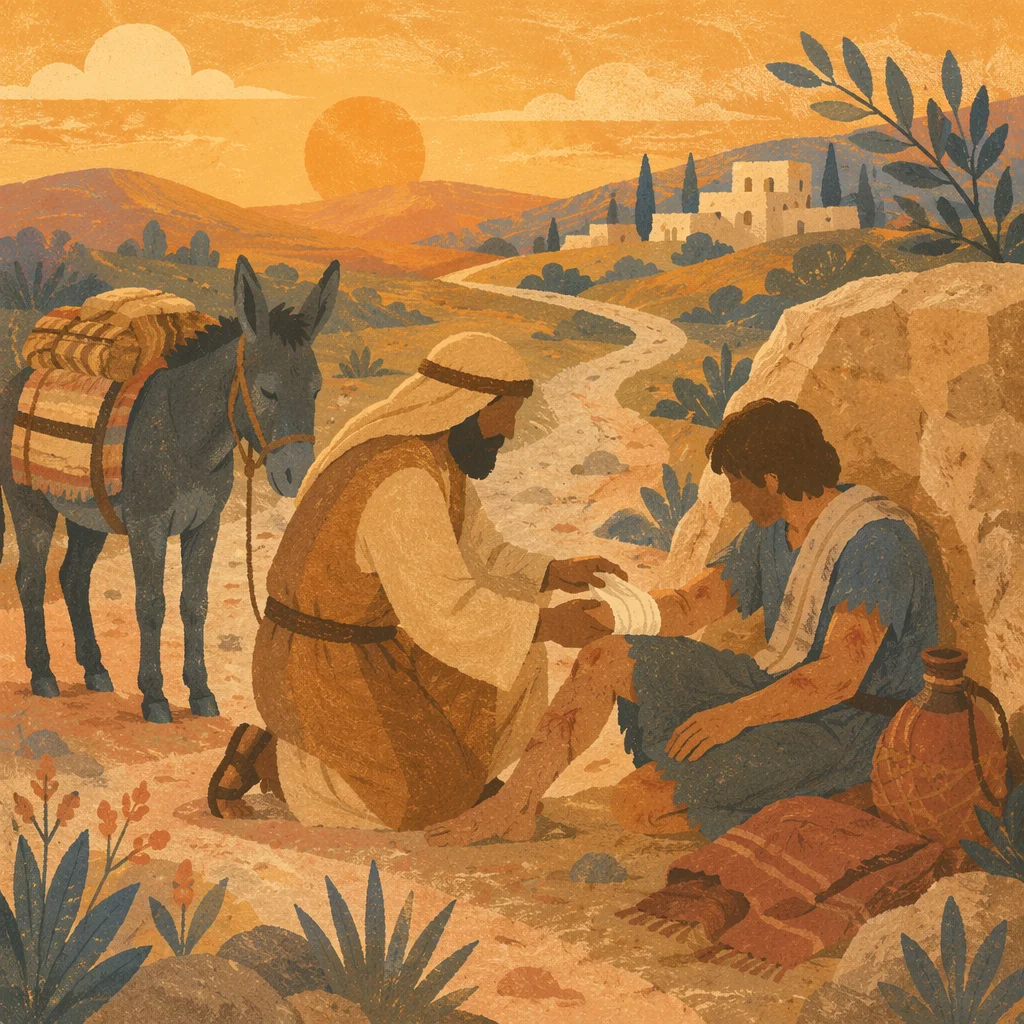 Good Samaritan Caring on Desert Roadside