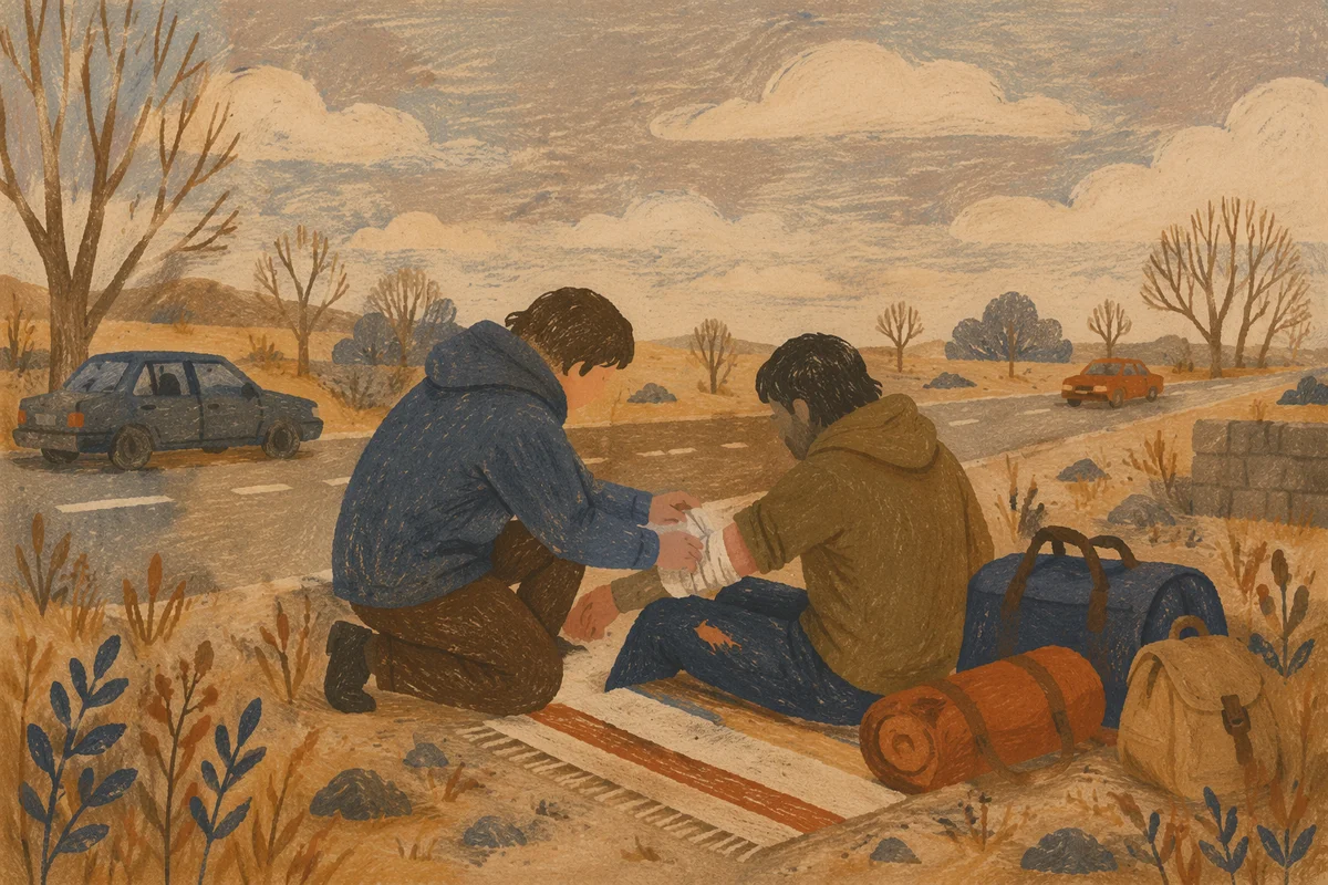 Good Samaritan Aid on Quiet Roadside