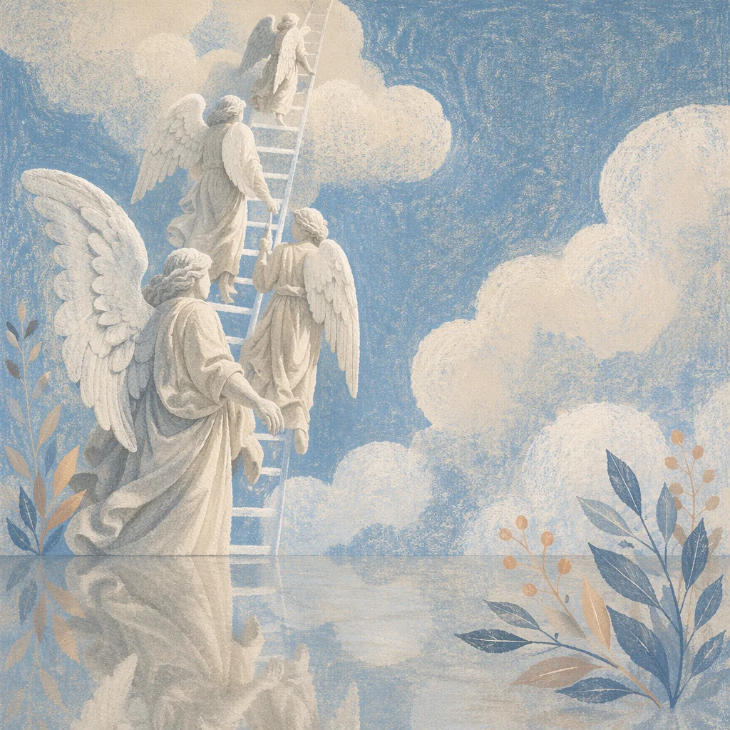 Jacob's Ladder Angels in Heavenly Clouds