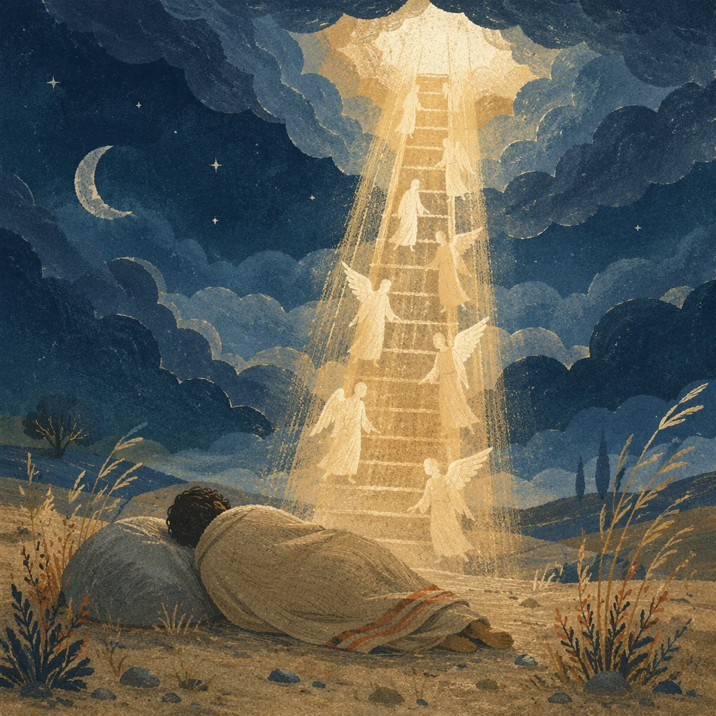 Jacob’s Ladder Angels Over Desert Hillside