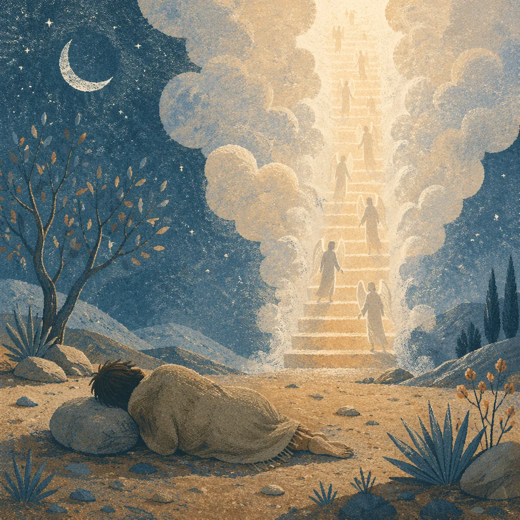 Jacob Dreams of Angels on Heavenly Ladder