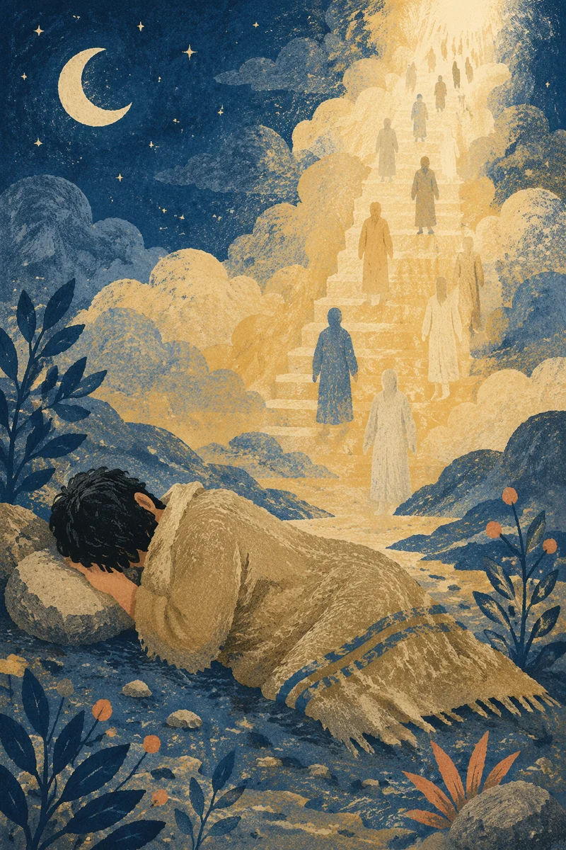 Jacob Dreams of Angels on Heavenly Ladder