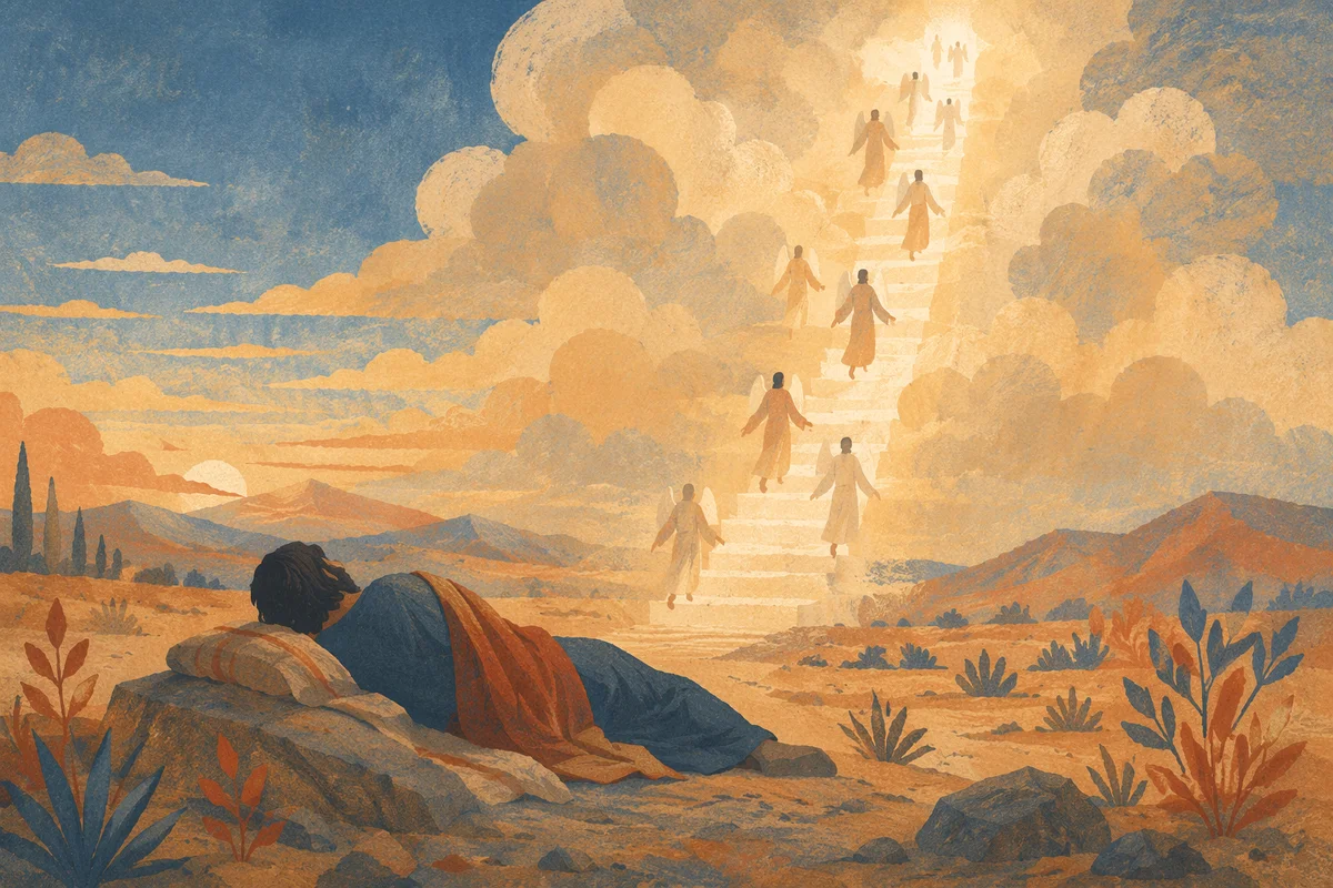 Jacob’s Ladder Beneath Dawn Clouds