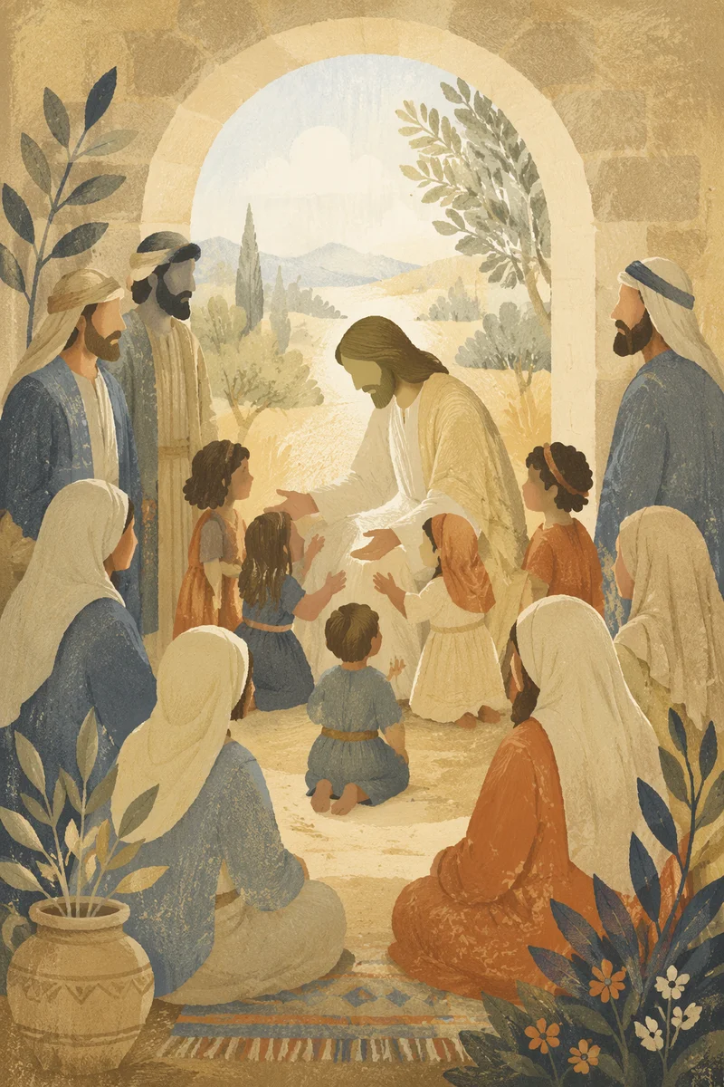 Jesus Blessing Little Children at Dawn