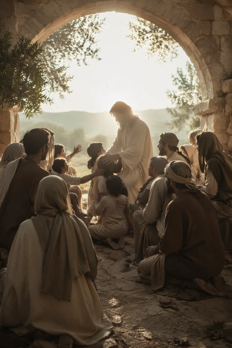 Jesus Blessing Little Children at Morning