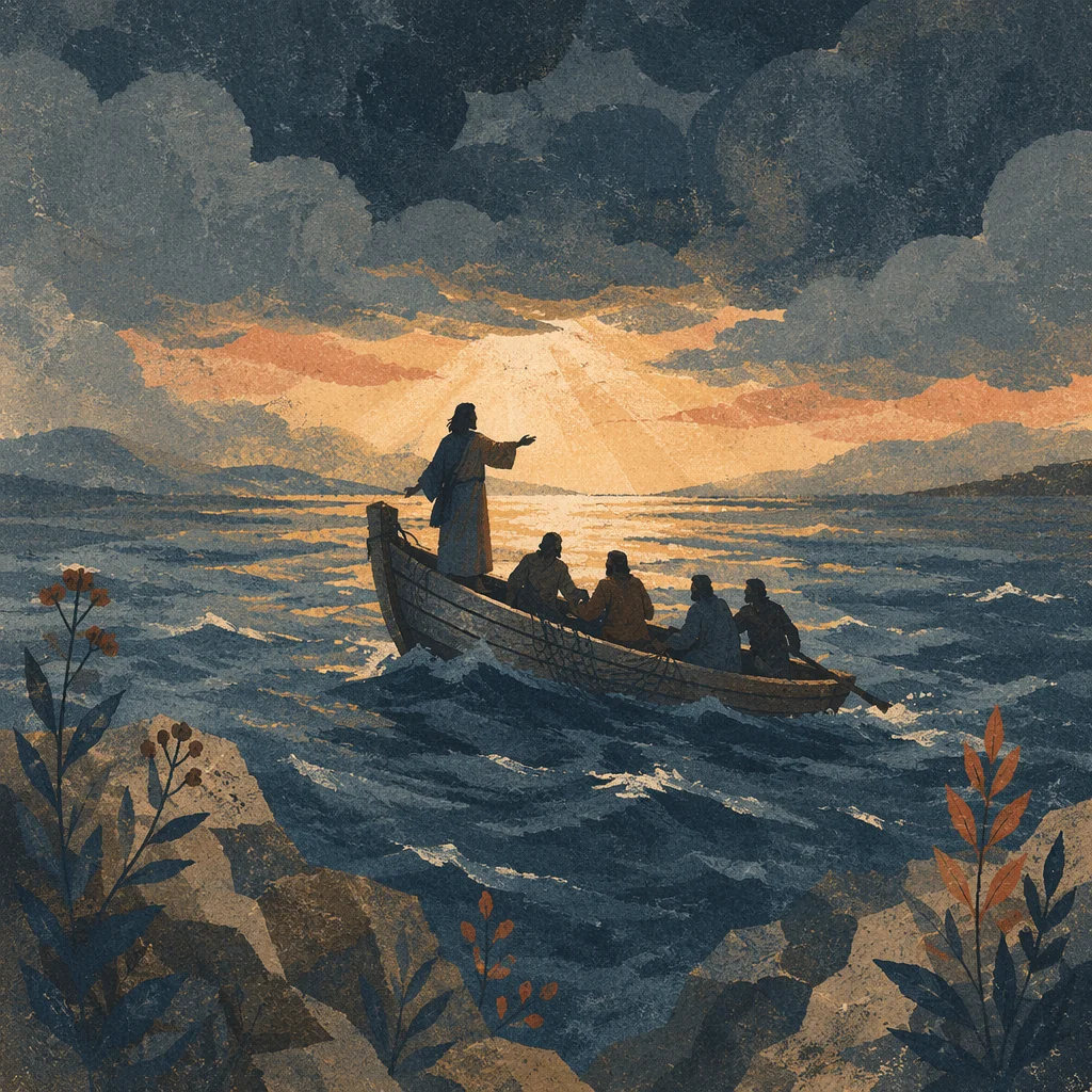 Jesus Calms the Storm at Dusk
