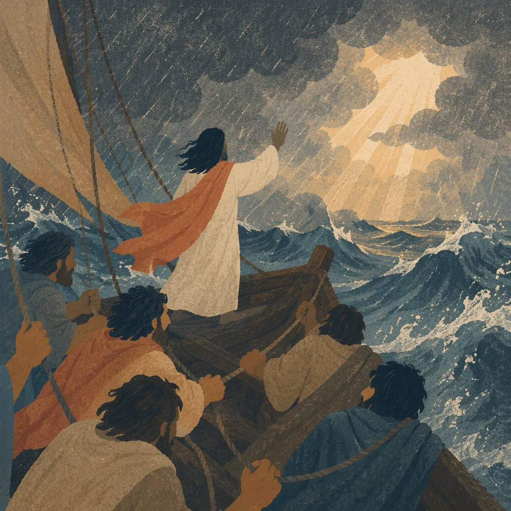 Jesus Calms the Storm at Sea