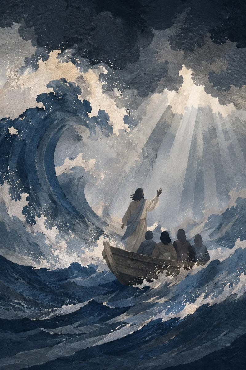 Jesus Calming the Storm at Sea