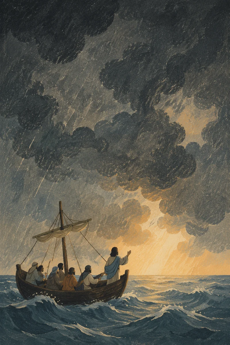 Jesus Calms the Storm at Sea