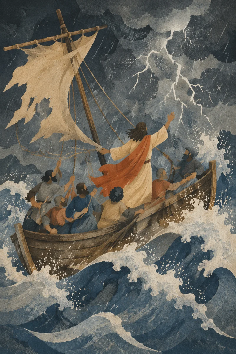 Jesus Calming the Storm at Sea