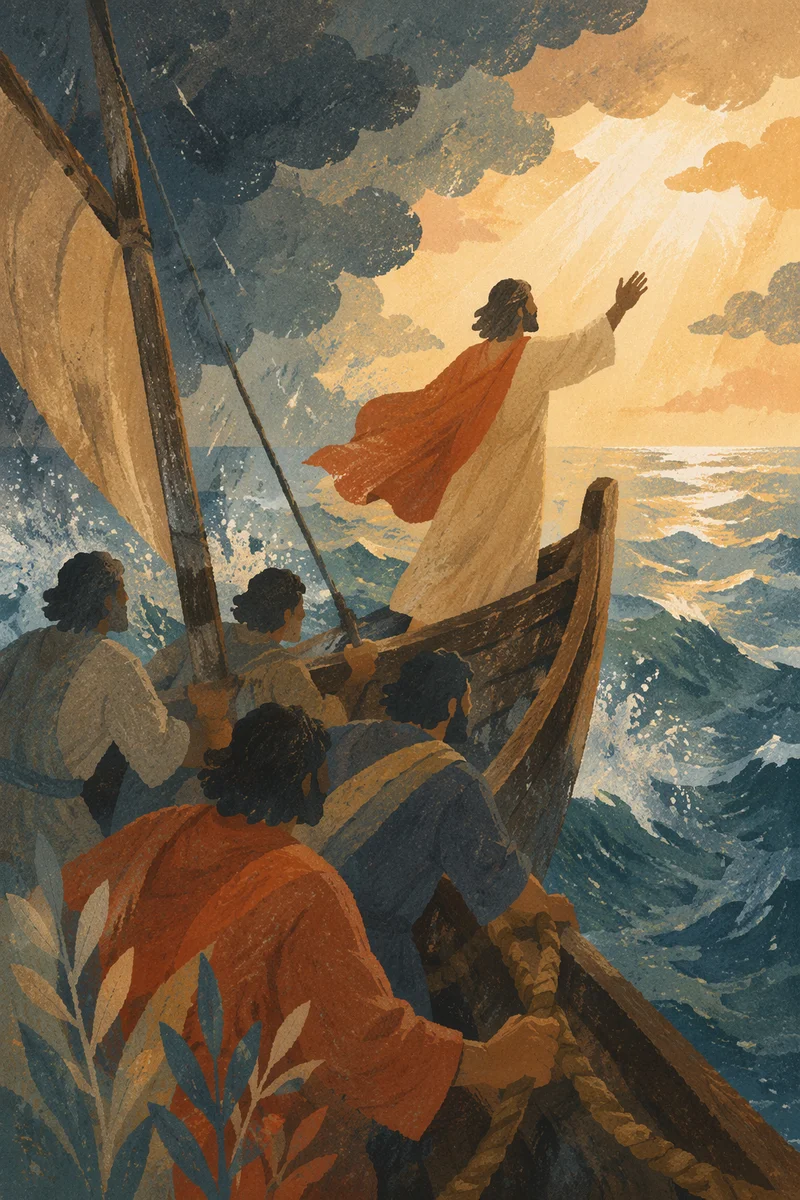 Jesus Calming the Storm at Dawn