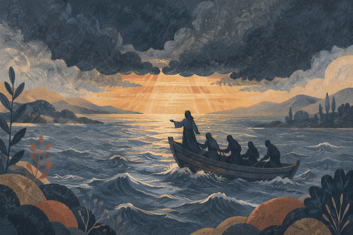 Jesus Calms the Storm at Dusk