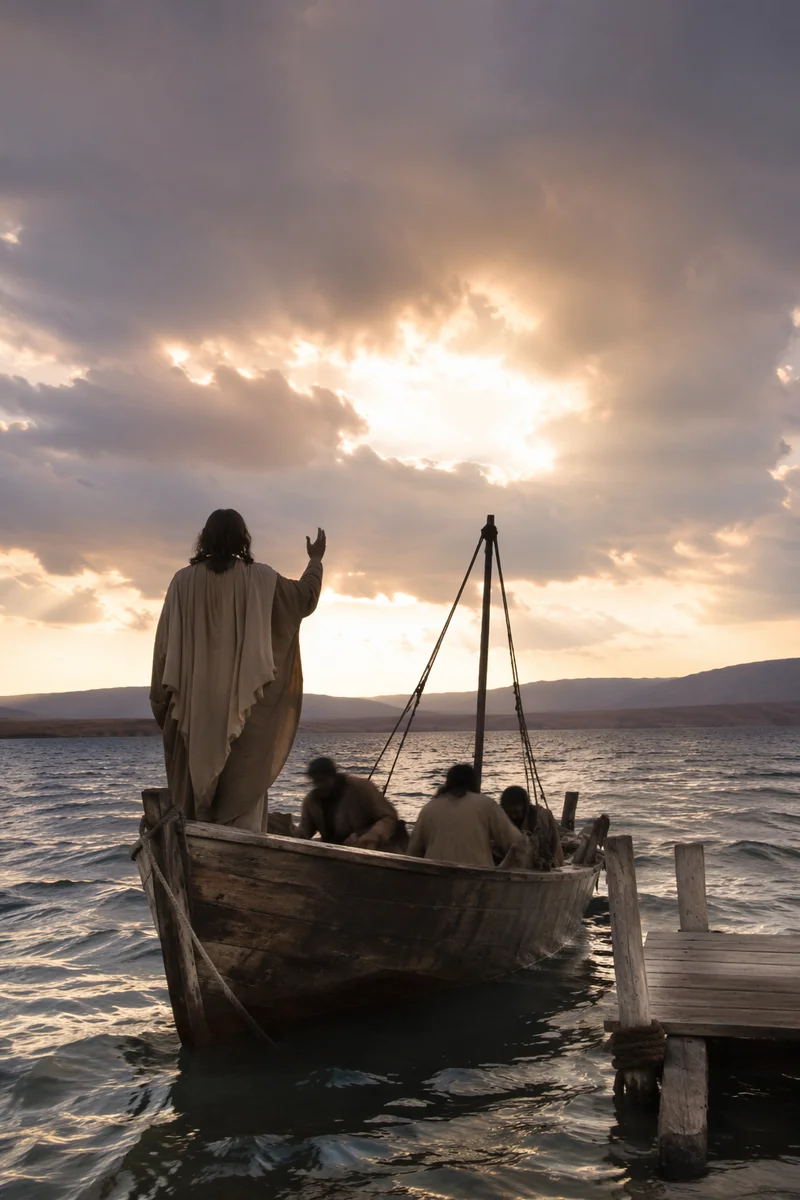 Jesus Calming the Storm at Dawn