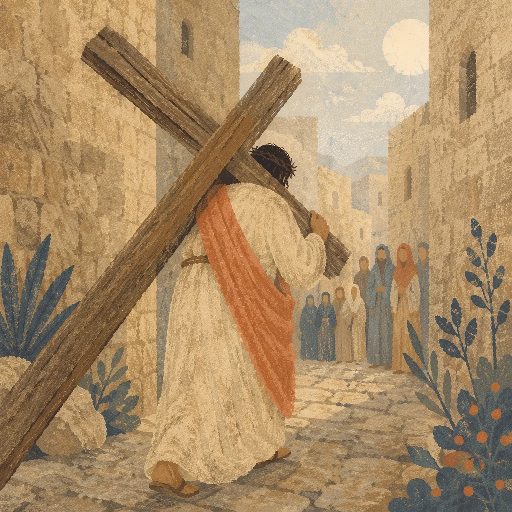 Jesus Carrying the Cross on Via Dolorosa