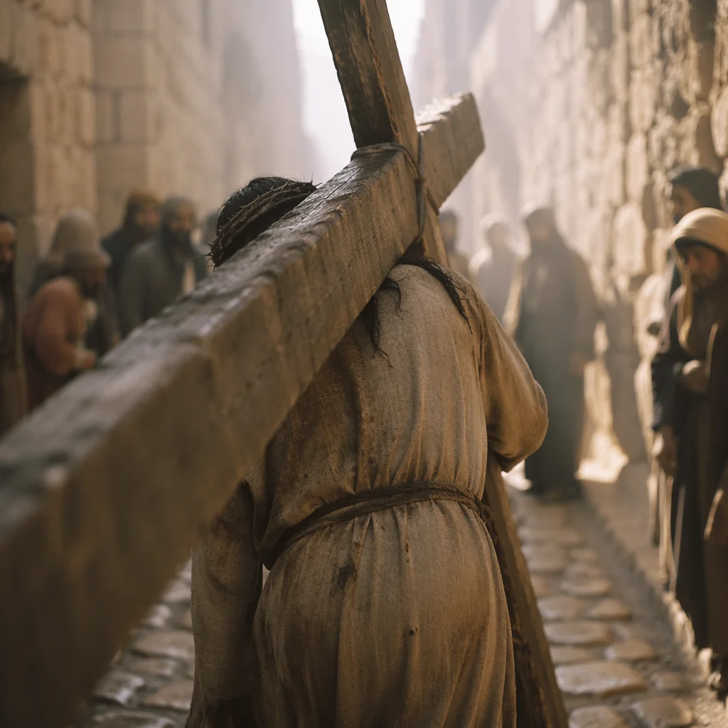Jesus Carrying the Cross on Via Dolorosa
