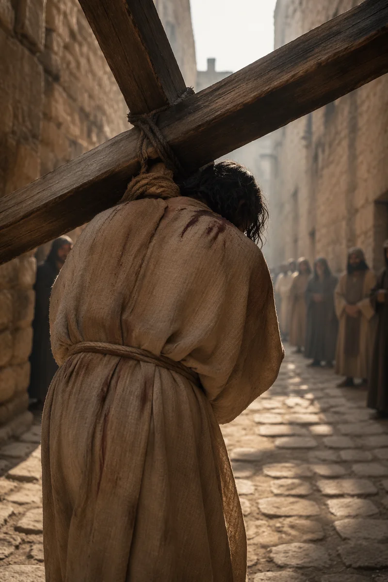 Jesus Carrying the Cross on Via Dolorosa