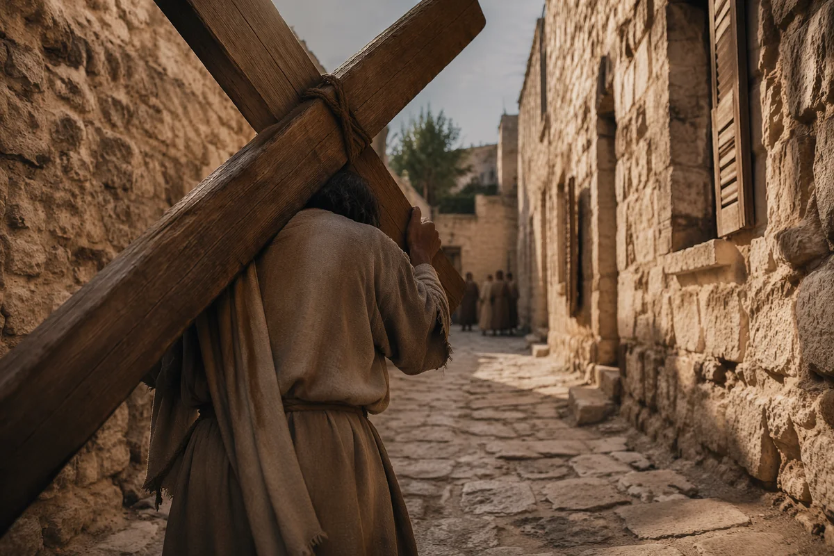 Jesus Carrying the Cross on Via Dolorosa