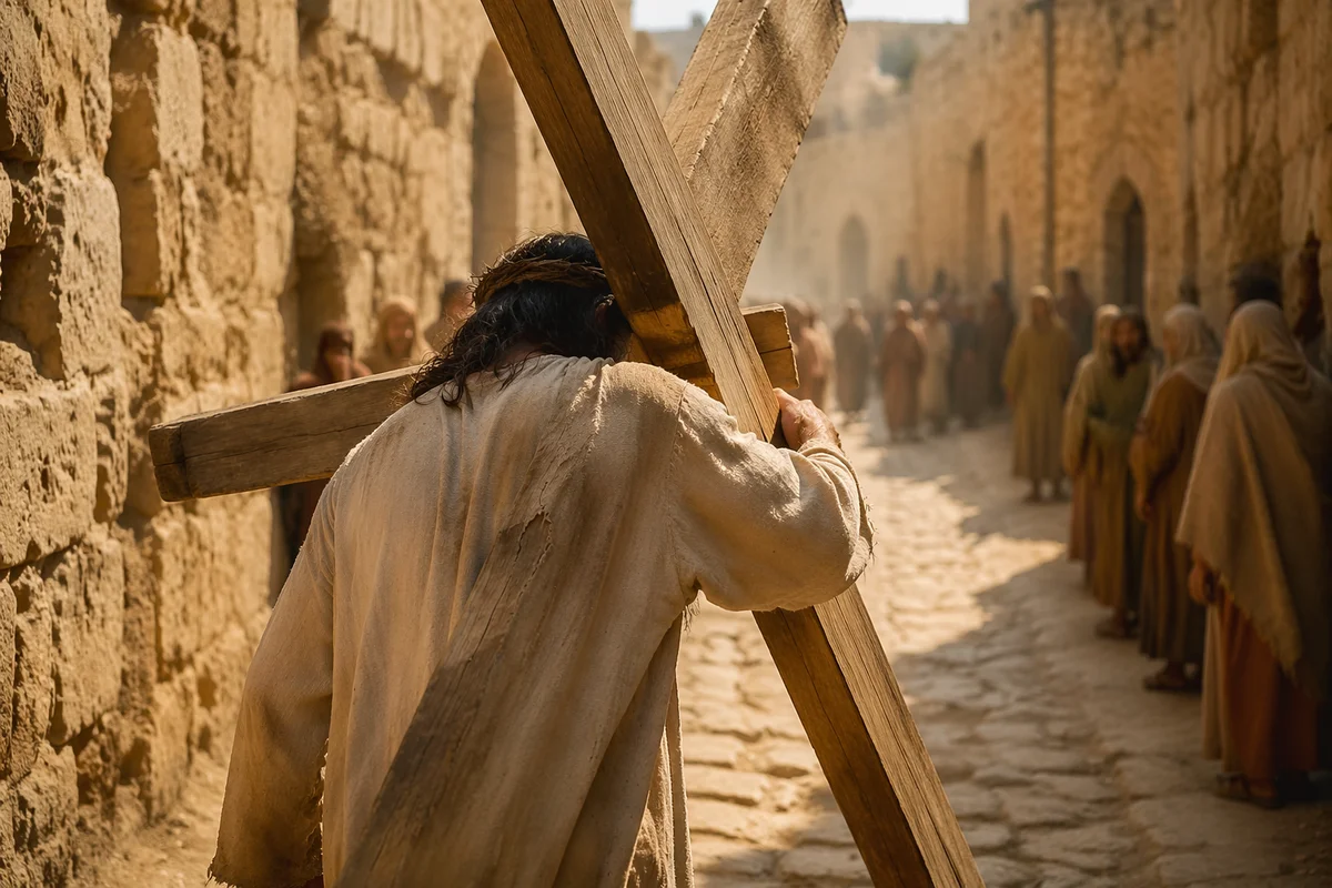 Jesus Carrying the Cross on Via Dolorosa