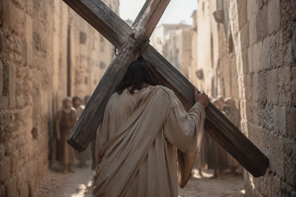 Jesus Carrying the Cross on Via Dolorosa