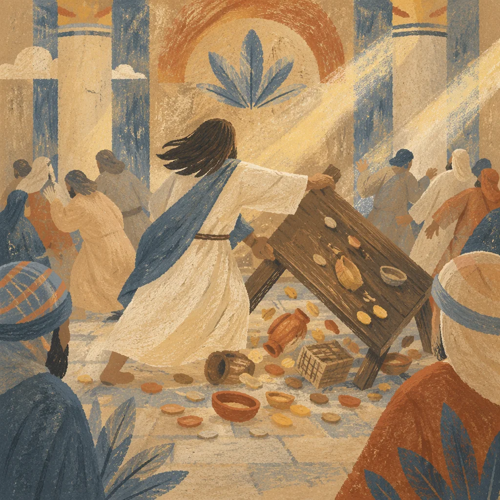 Jesus Cleansing the Temple Courtyard Scene