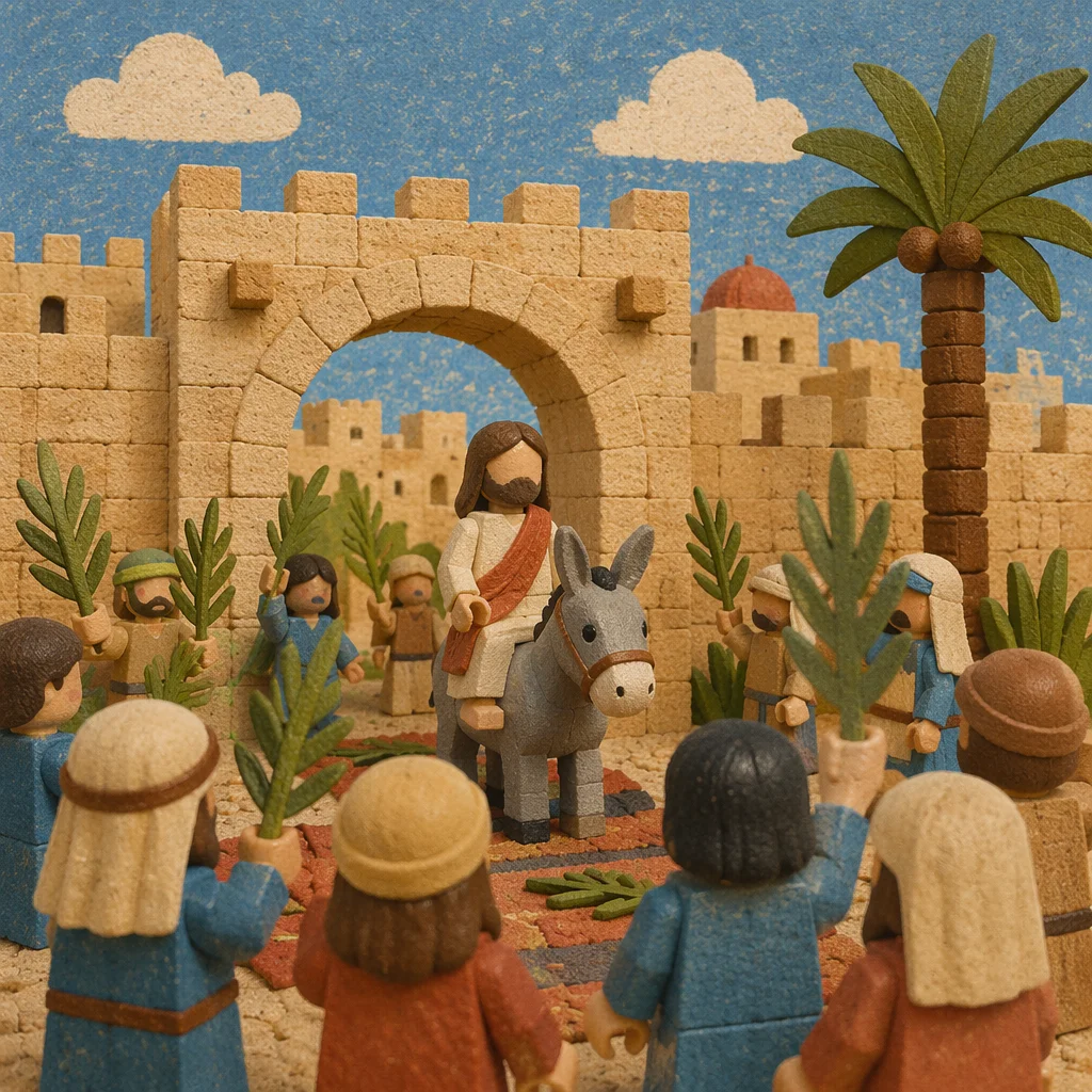 Jesus Enters Jerusalem with Palm Branches