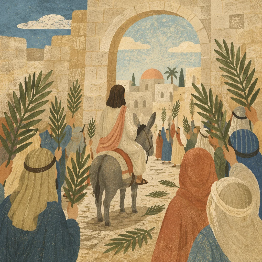 Jesus Entering Jerusalem with Palm Branches