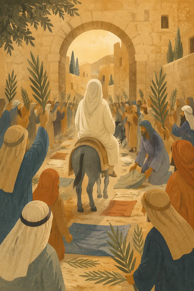 Jesus Entering Jerusalem with Palm Branches