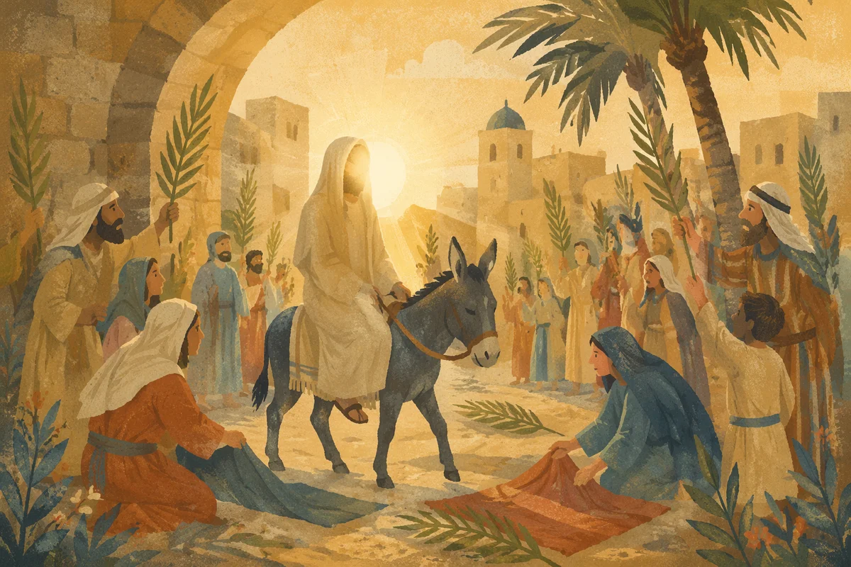 Triumphal Entry into Jerusalem at Sunset