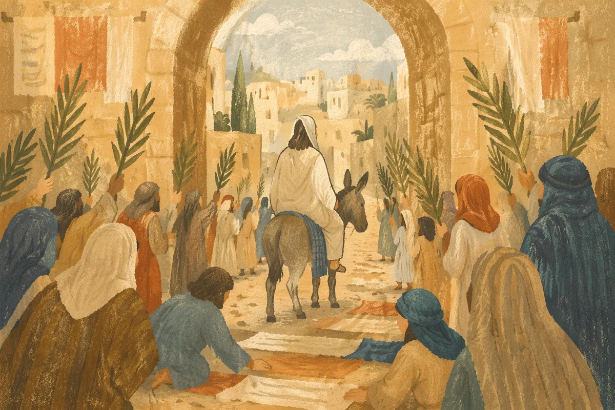 Jesus Enters Jerusalem with Palm Branches