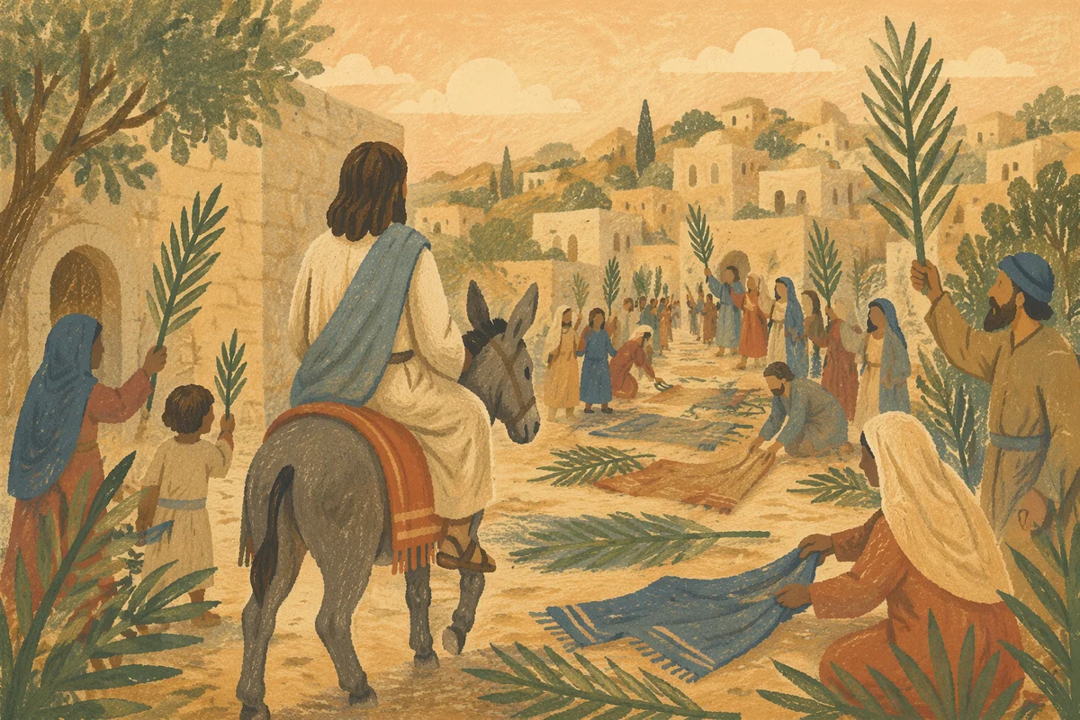 Jesus Entering Jerusalem with Palm Branches