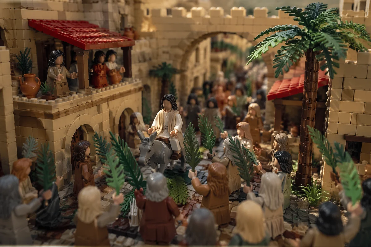 Jesus Entering Jerusalem with Palm Branches