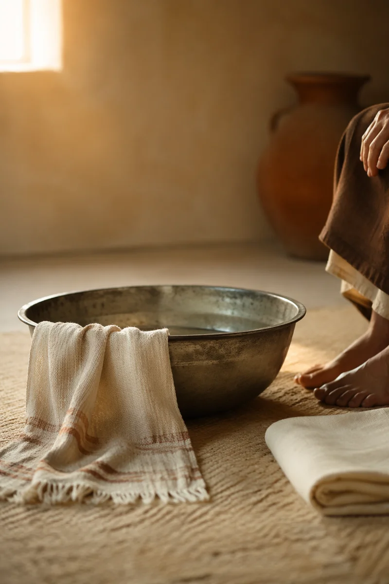 Jesus Foot Washing Basin and Towel