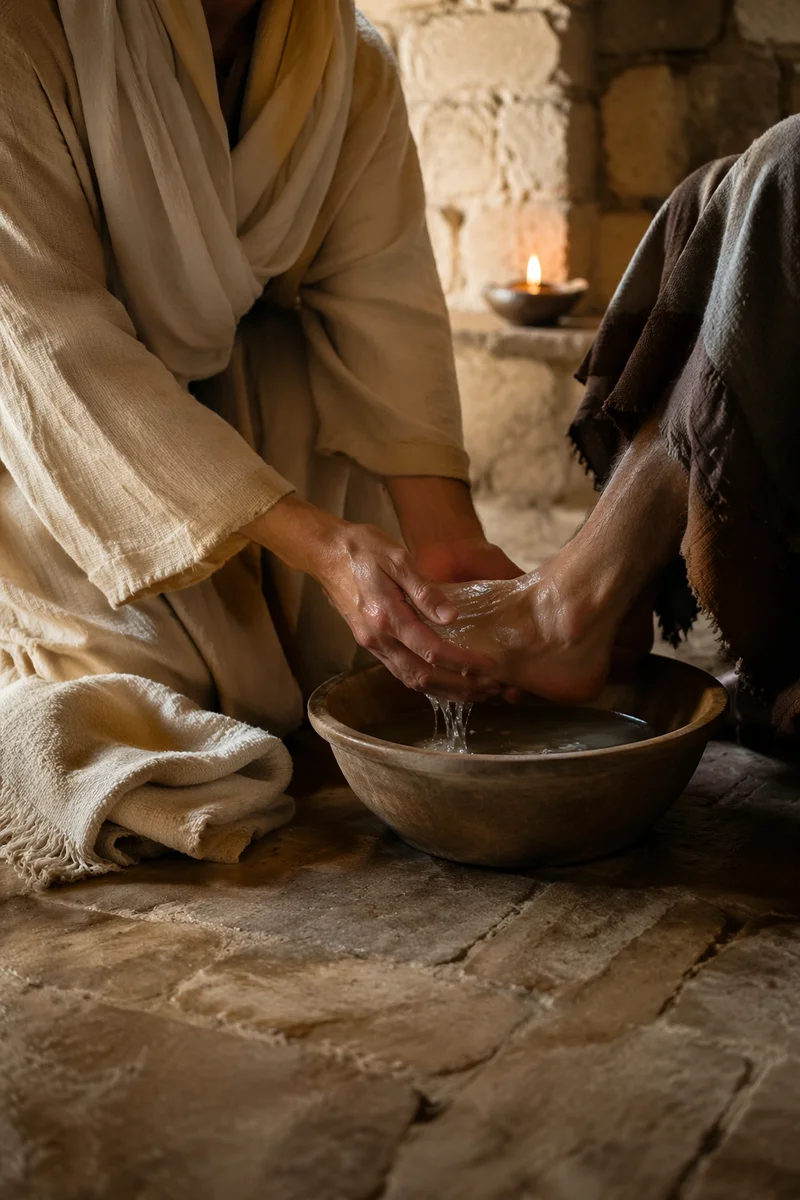Jesus Foot Washing with Basin and Towel