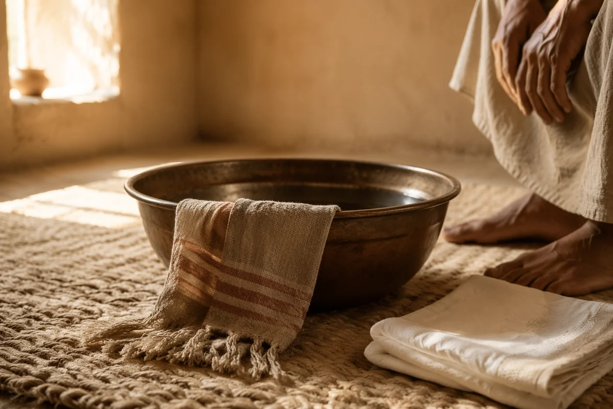 Jesus Foot Washing Basin and Towel