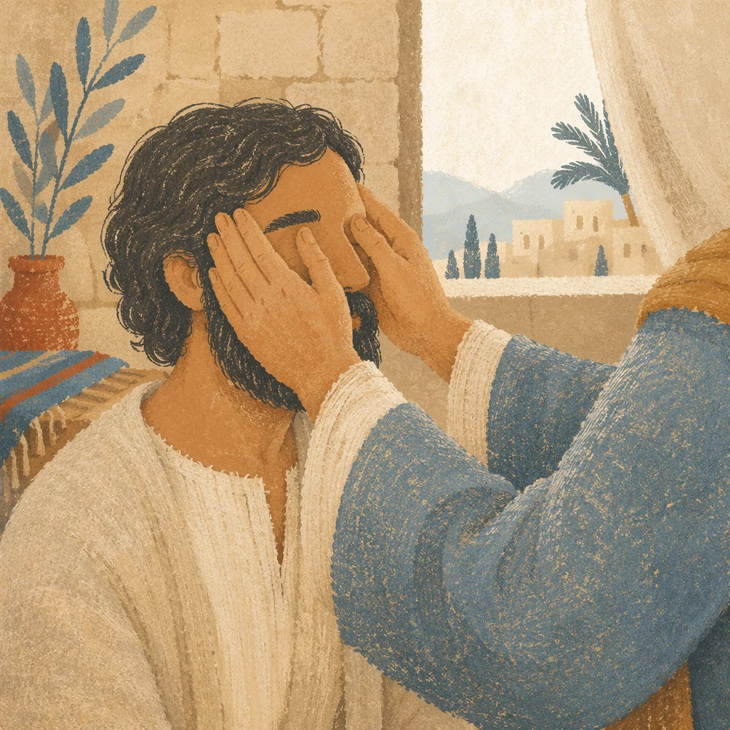 Jesus Heals Blind Man With Gentle Hands