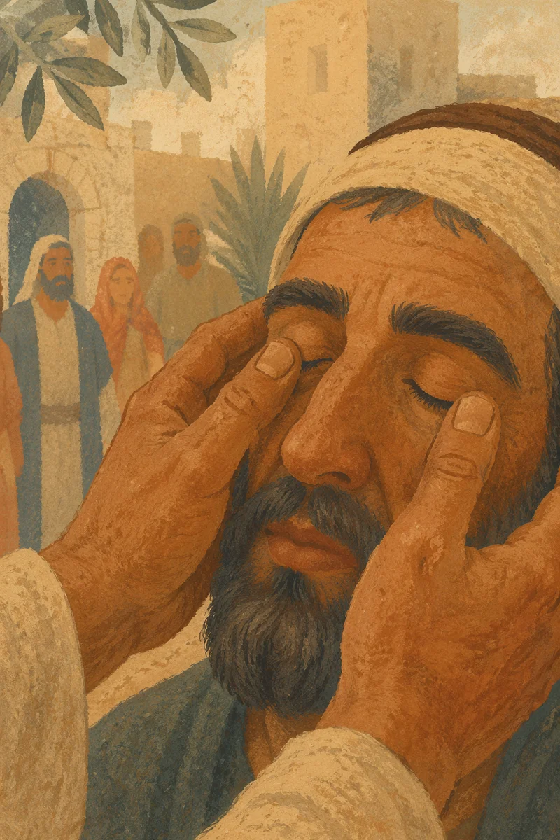 Jesus Healing Blind Man Close-Up