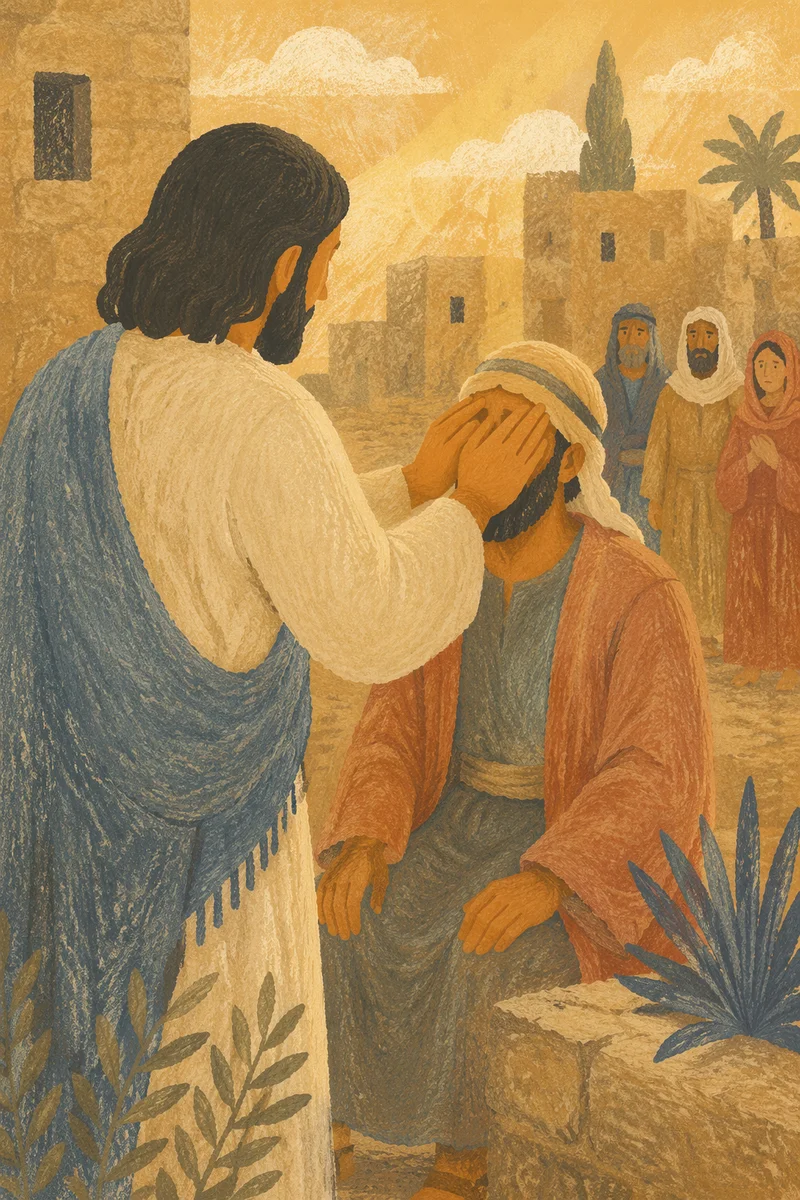 Jesus Healing the Blind Man at Sunset