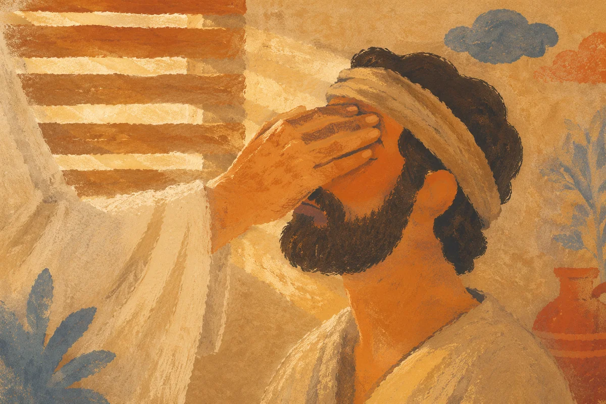 Jesus Healing Blind Man in Warm Light