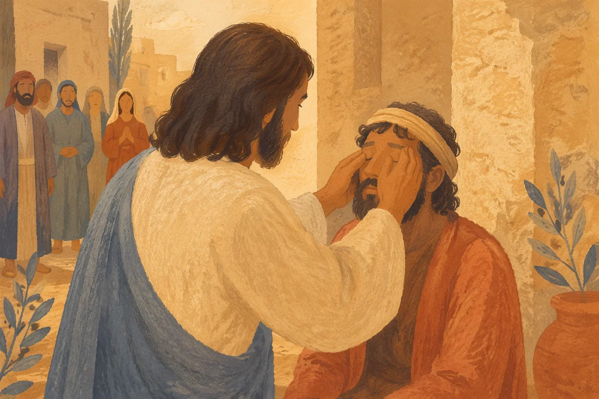 Jesus Healing Blind Man at Sunrise