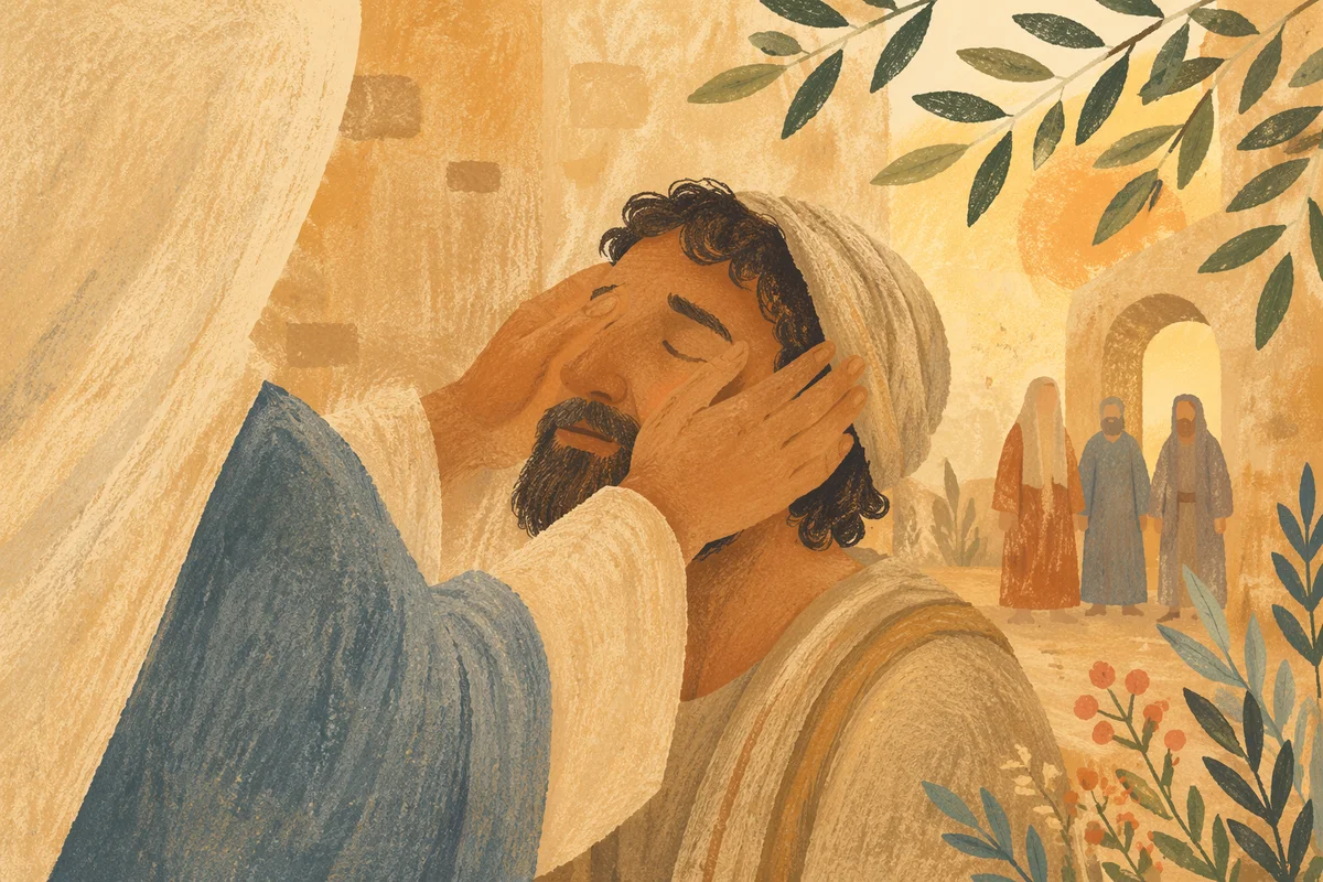 Jesus Healing Blind Man at Dawn