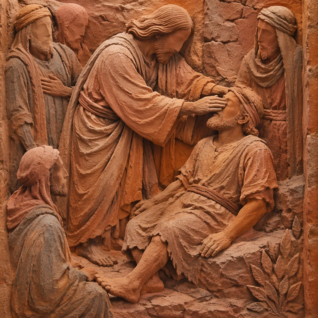 Jesus Healing the Blind Man Relief
