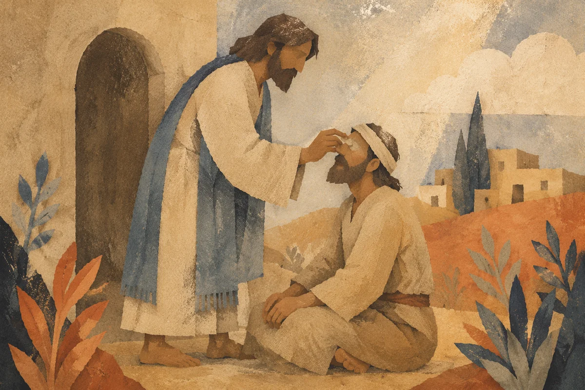 Jesus Healing Blind Man with Clay