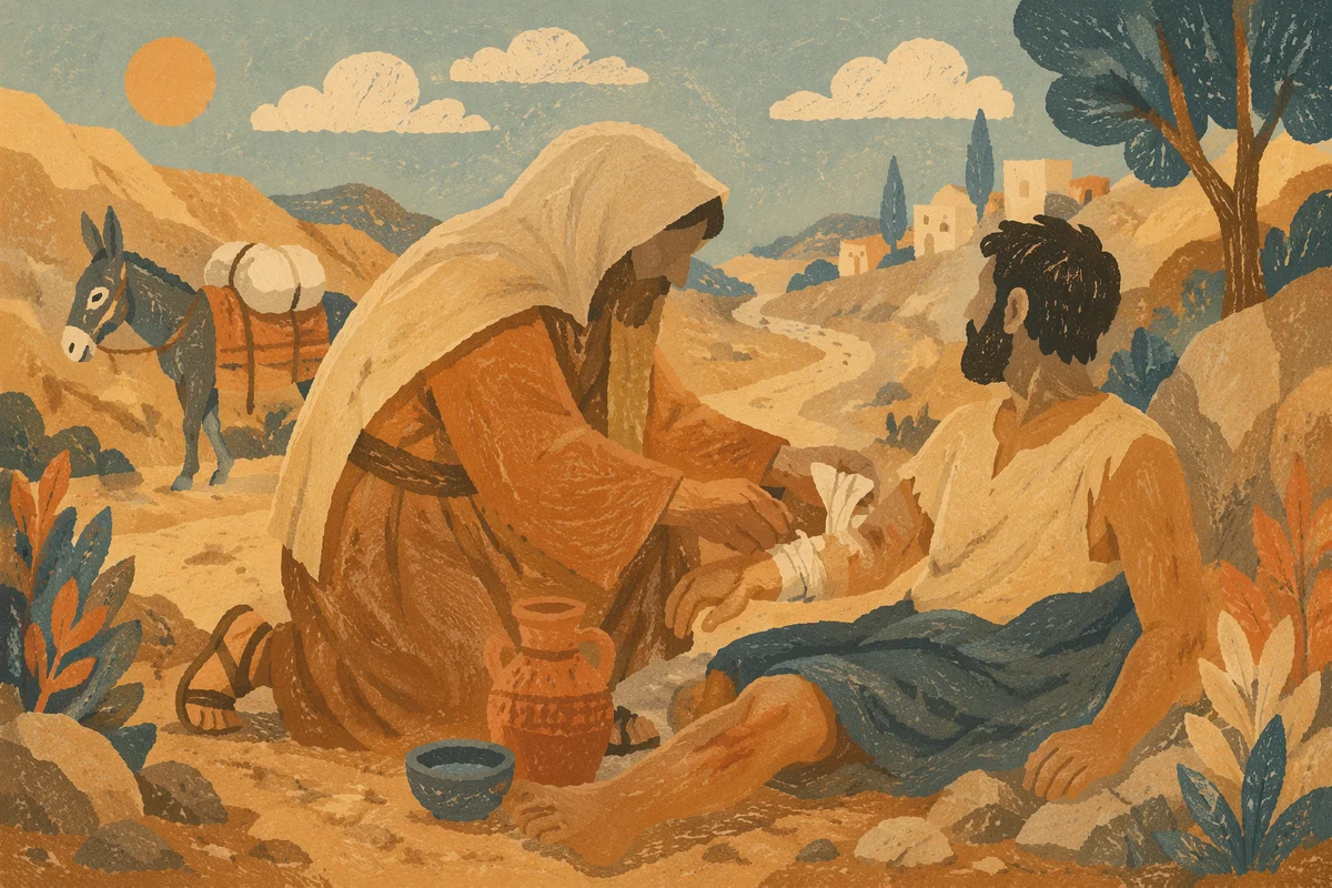 Good Samaritan Helping Beside Desert Road