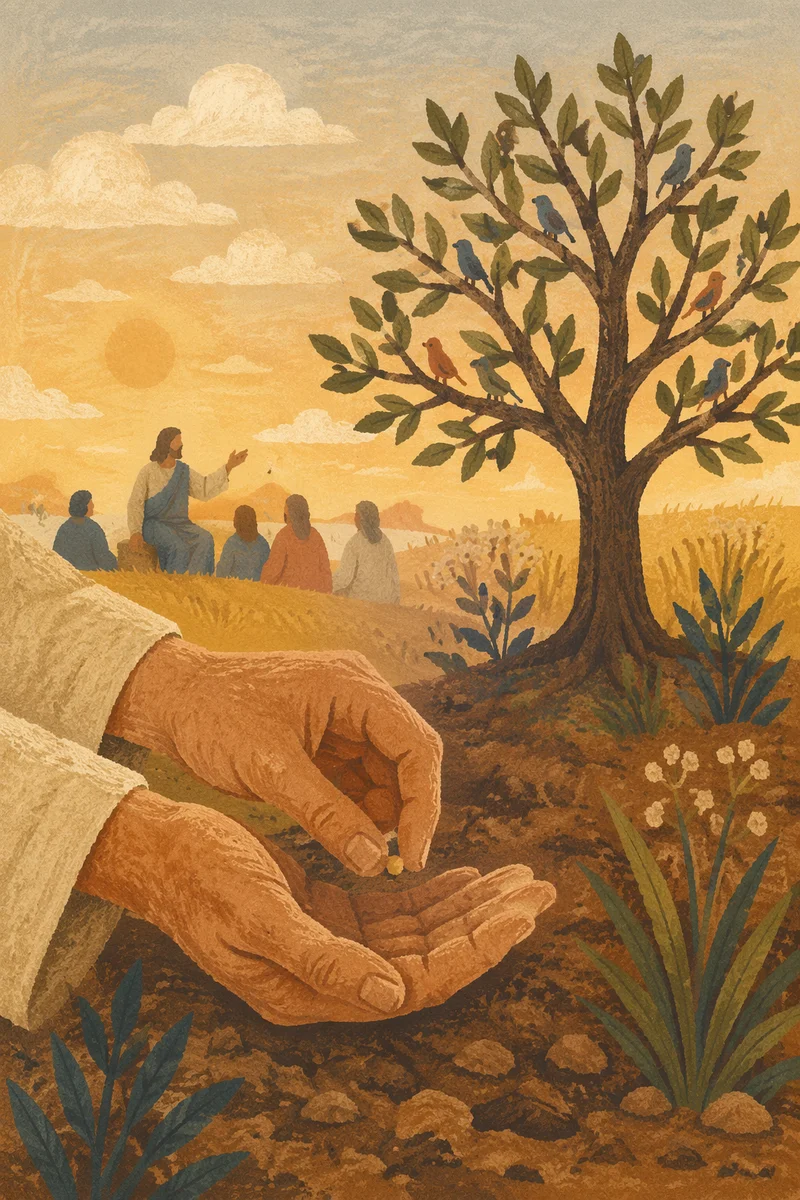 Mustard Seed Parable in Golden Countryside