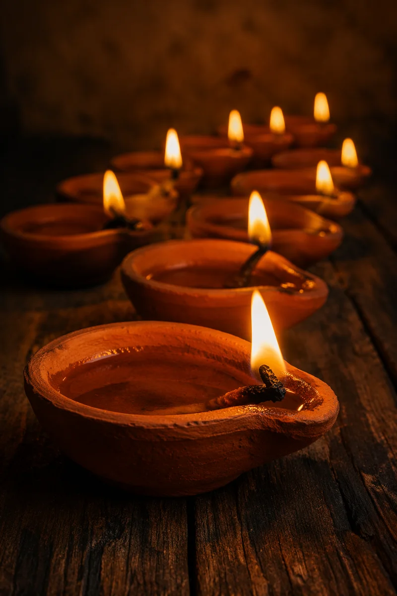 Ten Oil Lamps in Watchful Glow