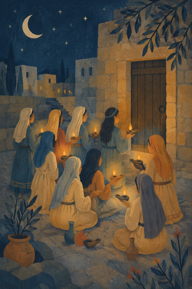 Ten Virgins Waiting with Oil Lamps
