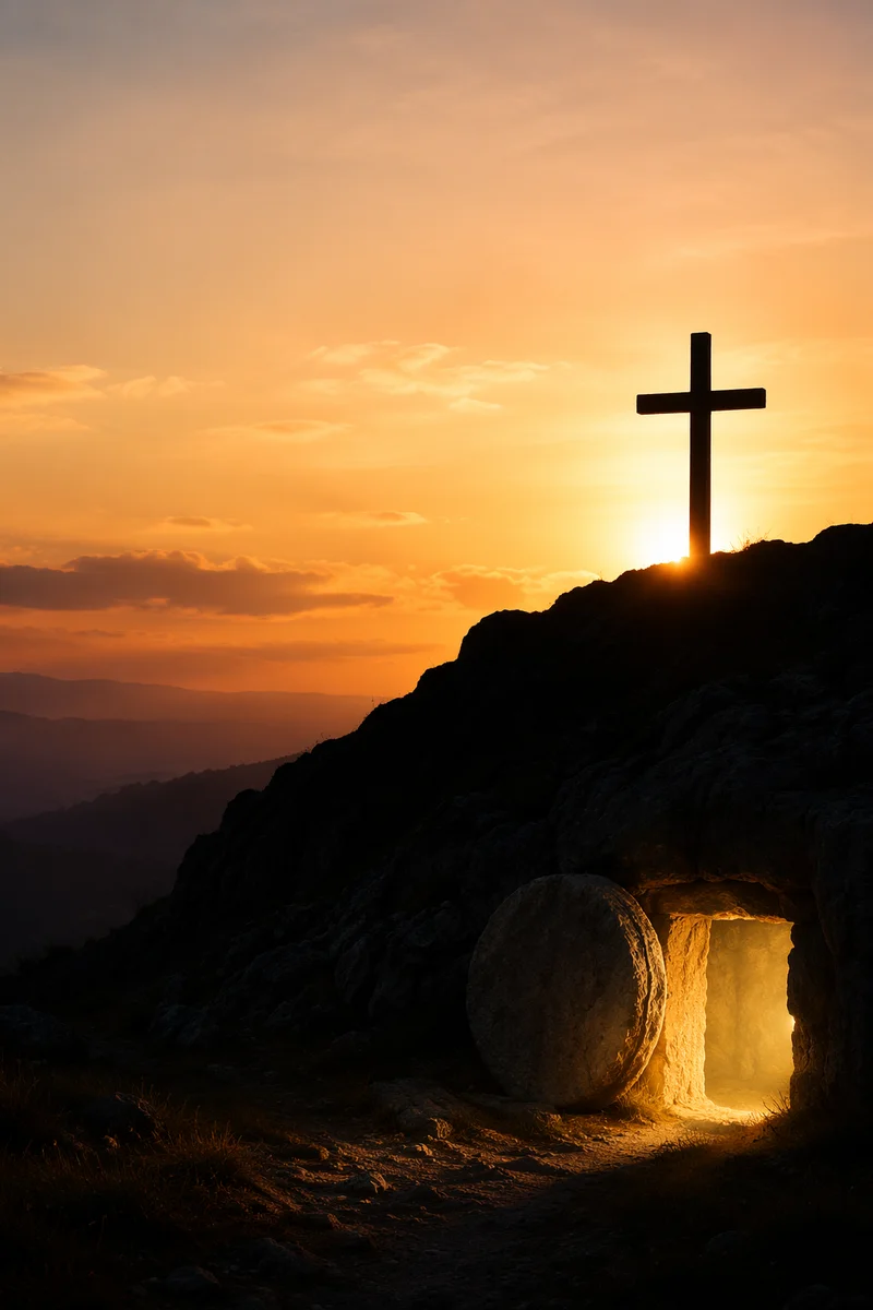 Jesus Resurrection Empty Tomb at Sunrise