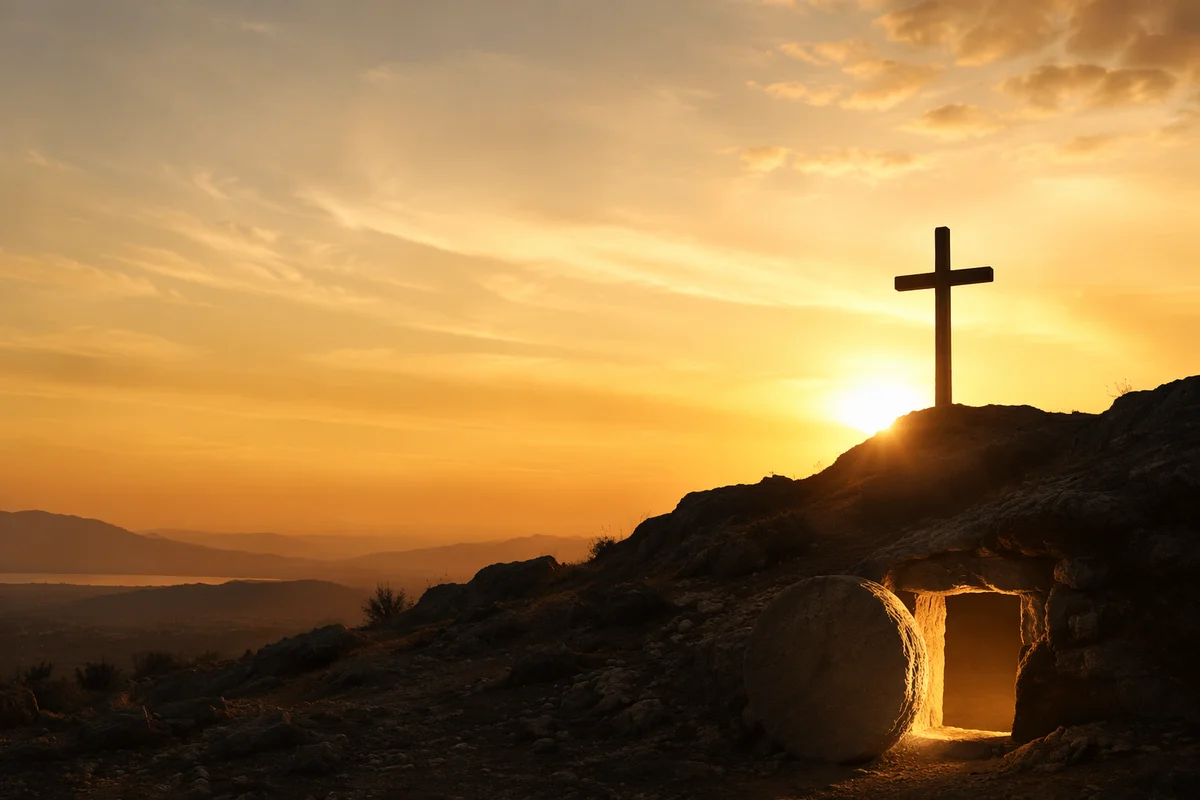Jesus Resurrection Empty Tomb at Sunrise