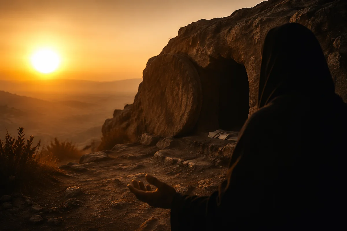 Empty Tomb Sunrise Resurrection Scene