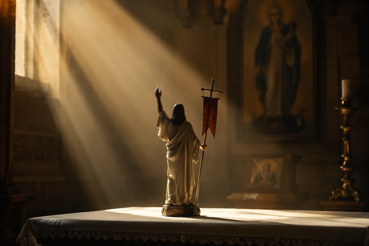 Resurrection Chapel Sunrise with Altar Figure